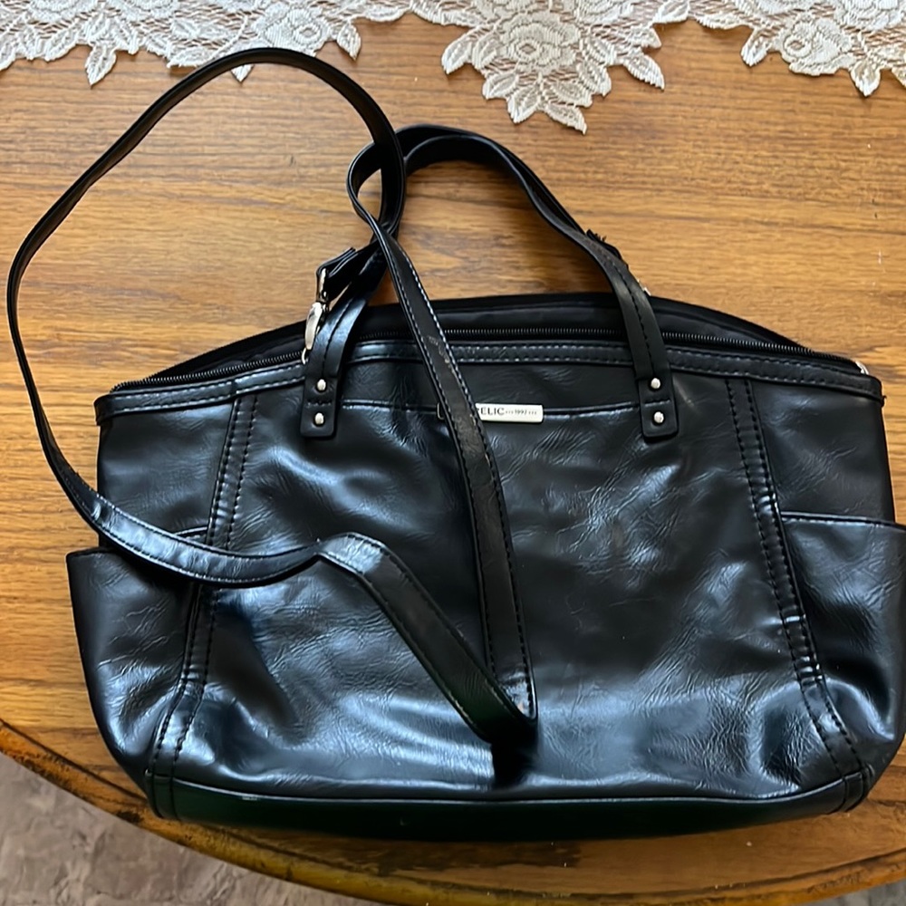 Black Leather Relic crossbody bag